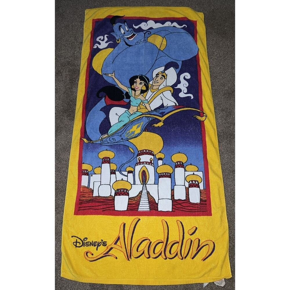 Vintage 90’s Disney Aladdin Beach Towel by Franco Genie Jasmine Aladdin